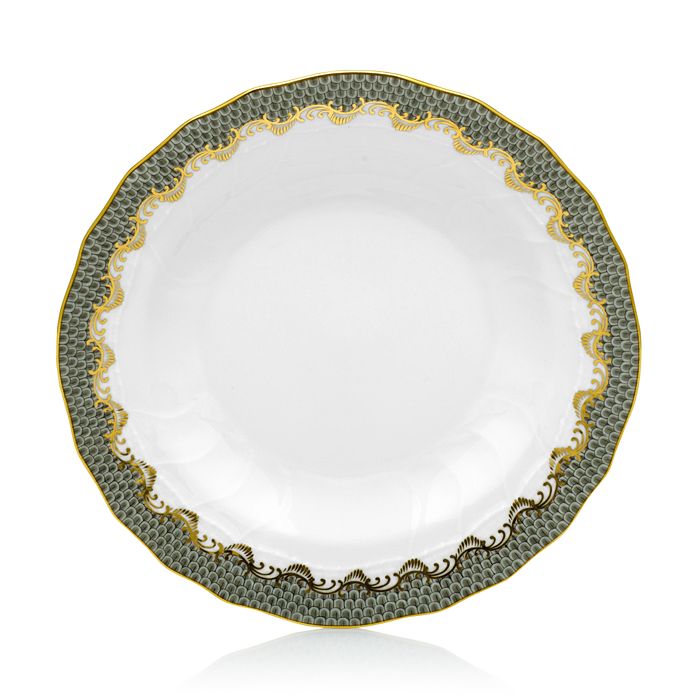 Shop Herend Fishscale Soup Plate In Gray
