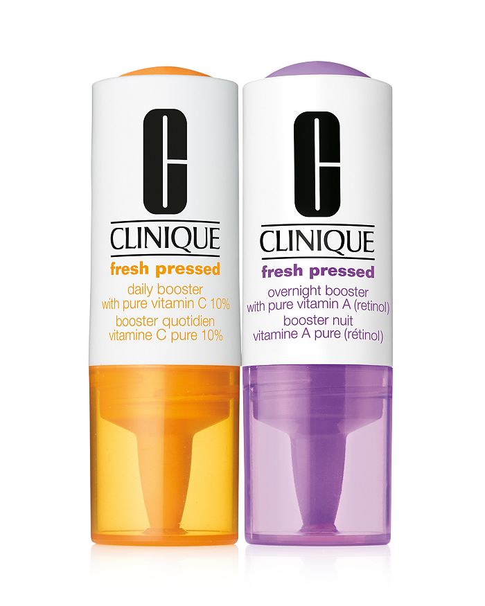 CLINIQUE FRESH PRESSED CLINICAL DAILY + OVERNIGHT BOOSTERS WITH PURE VITAMINS C 10% + A (RETINOL) 1+1 SYSTEM,K3L301
