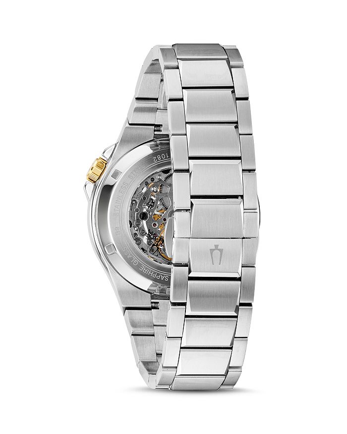 Shop Bulova Maquina Silver-tone Link Bracelet Automatic Watch, 46mm In Black/silver