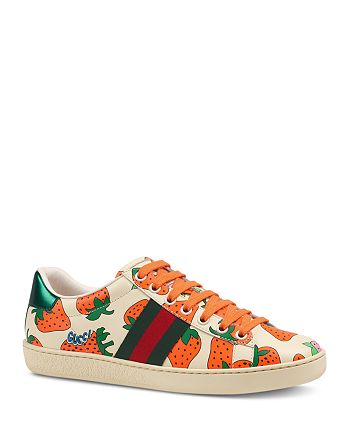 Gucci Women's Ace Gucci Strawberry Print Leather Sneakers | Bloomingdale's