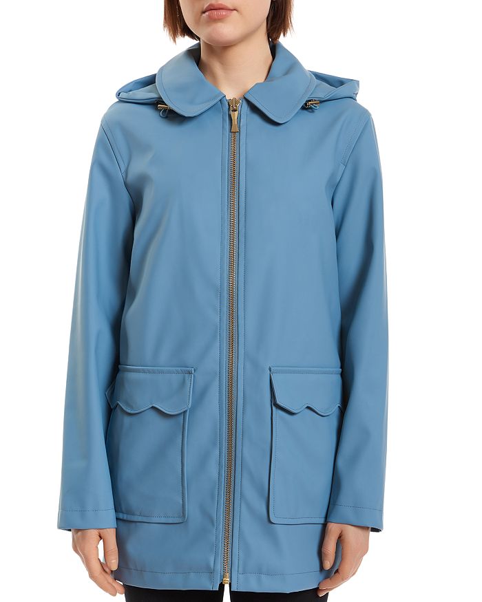 Kate Spade New York Scalloped Pocket Trench Coat In Blue