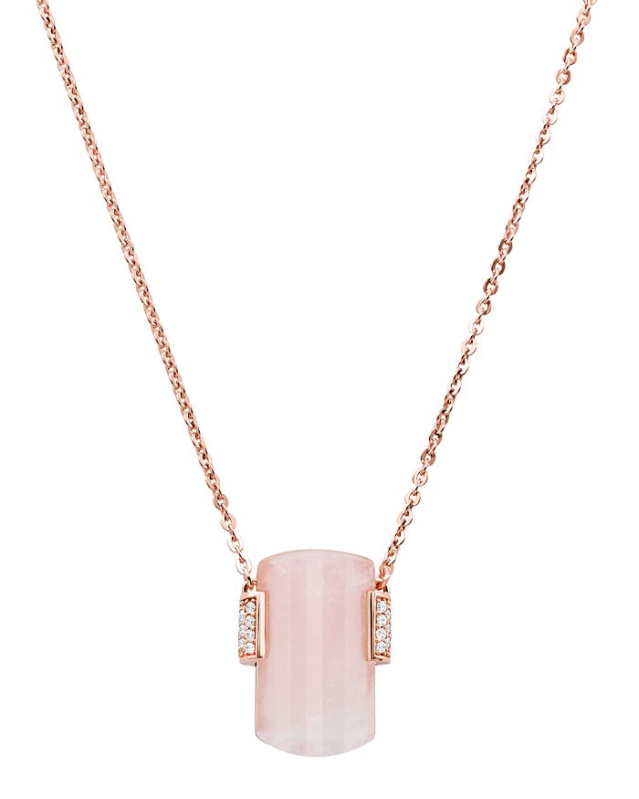 Michael Kors Stone Pendant Necklace In 14k Gold-plated Sterling Silver, 16 In Blush/rose Gold