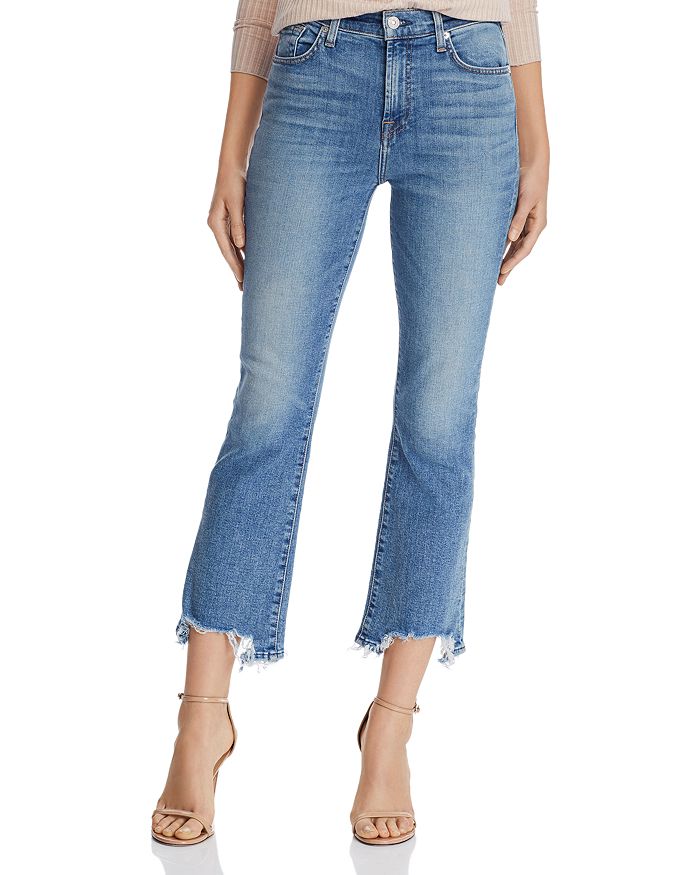7 For All Mankind High-Waist Slim-Kick with Chewed Hem Jeans in Sloan ...
