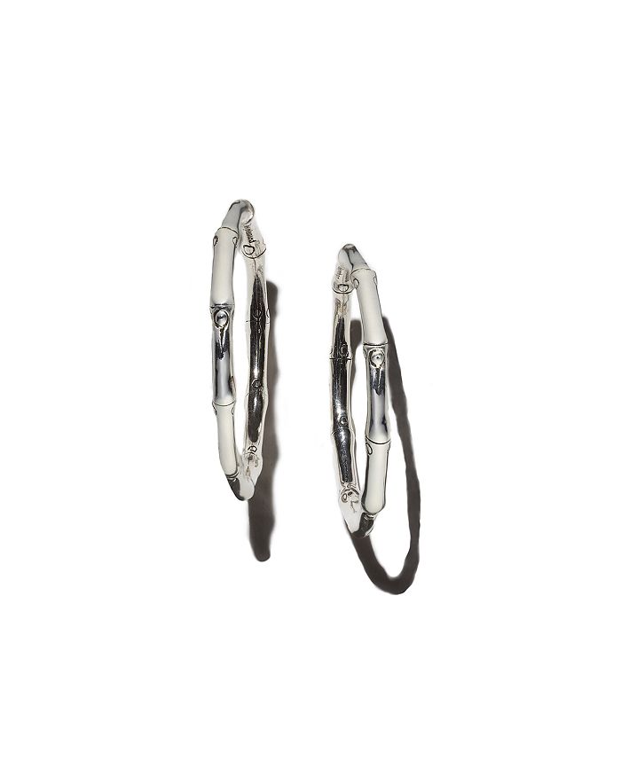 Shop John Hardy Bamboo Medium Hoop Earrings In Silver
