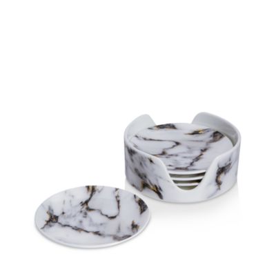 Marble Venice Fog Coasters &amp; Holder, Set of 4