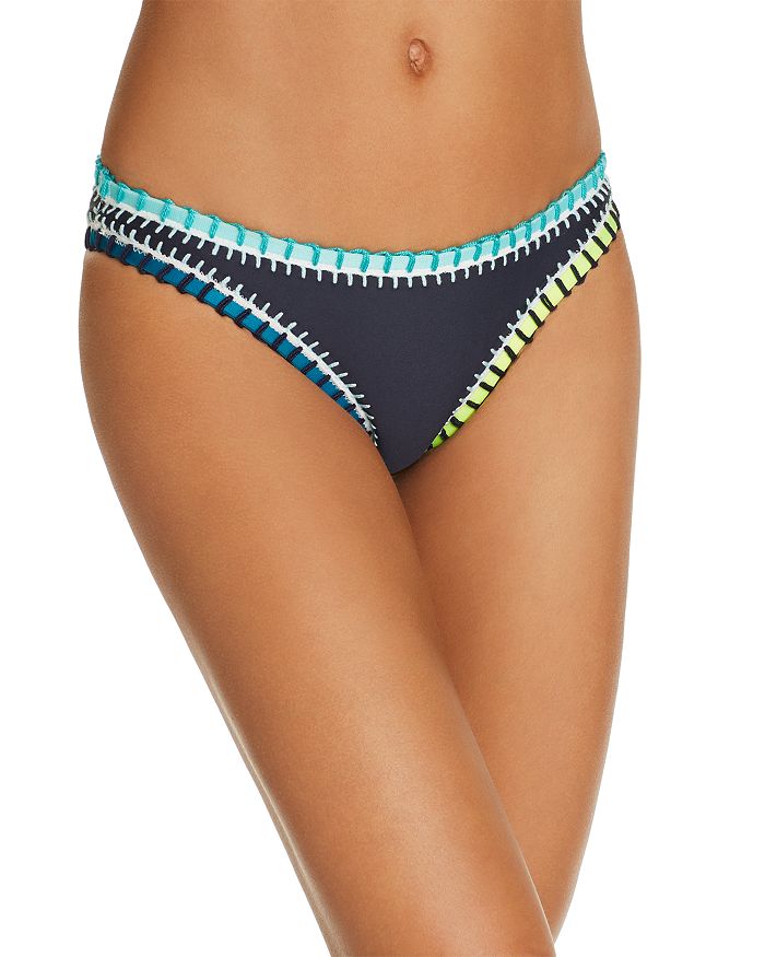 Platinum Inspired By Solange Ferrarini Color-block Whipstitched Scoop Bikini Bottom - 100% Exclusive In Navy