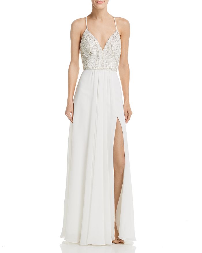 AQUA Embellished Chiffon Gown - 100% Exclusive | Bloomingdale's