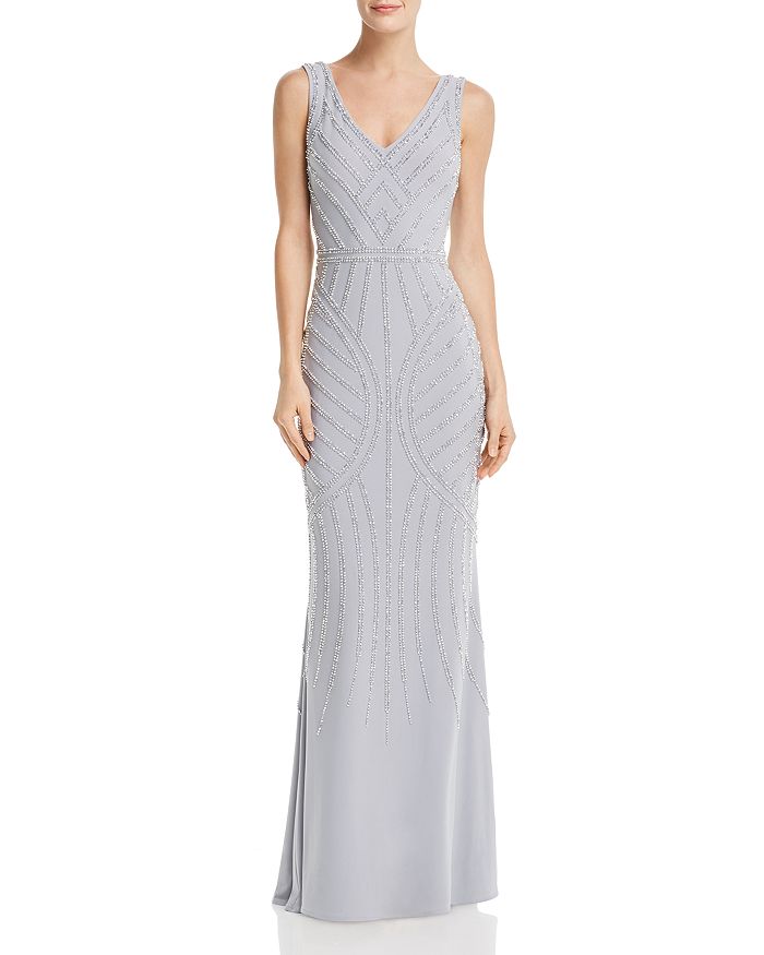 Avery G Embellished Column Gown - 100% Exclusive In Silver