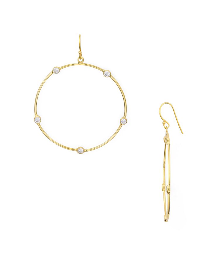 ARGENTO VIVO OPEN CIRCLE STONE DROP EARRINGS IN 14K GOLD-PLATED STERLING SILVER,125023GCZ