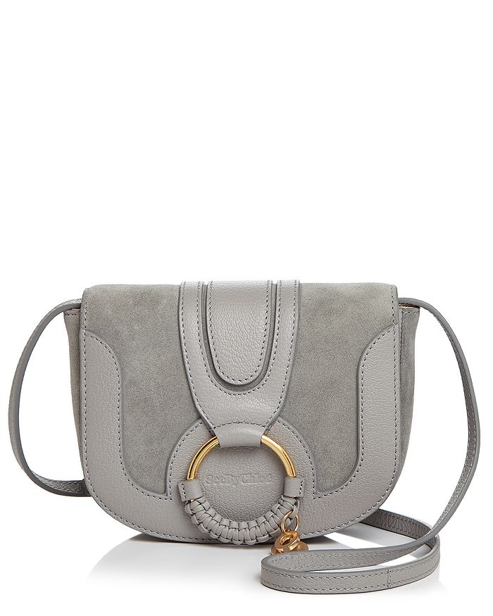 See By Chloé See By Chloe Hana Mini Suede & Leather Crossbody In Skylight Gray/gold