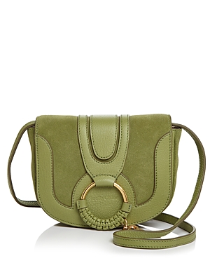 See By Chloé See By Chloe Hana Mini Suede & Leather Crossbody In Mosstone Green/gold