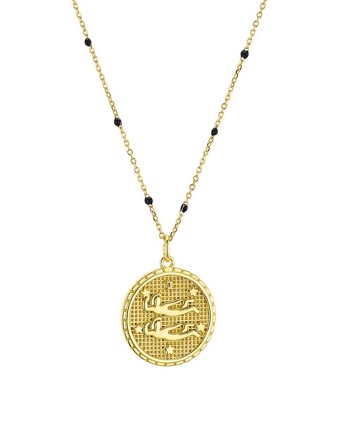 ARGENTO VIVO Zodiac Necklace in 14K Gold-Plated Sterling Silver, 16",826406GBLK