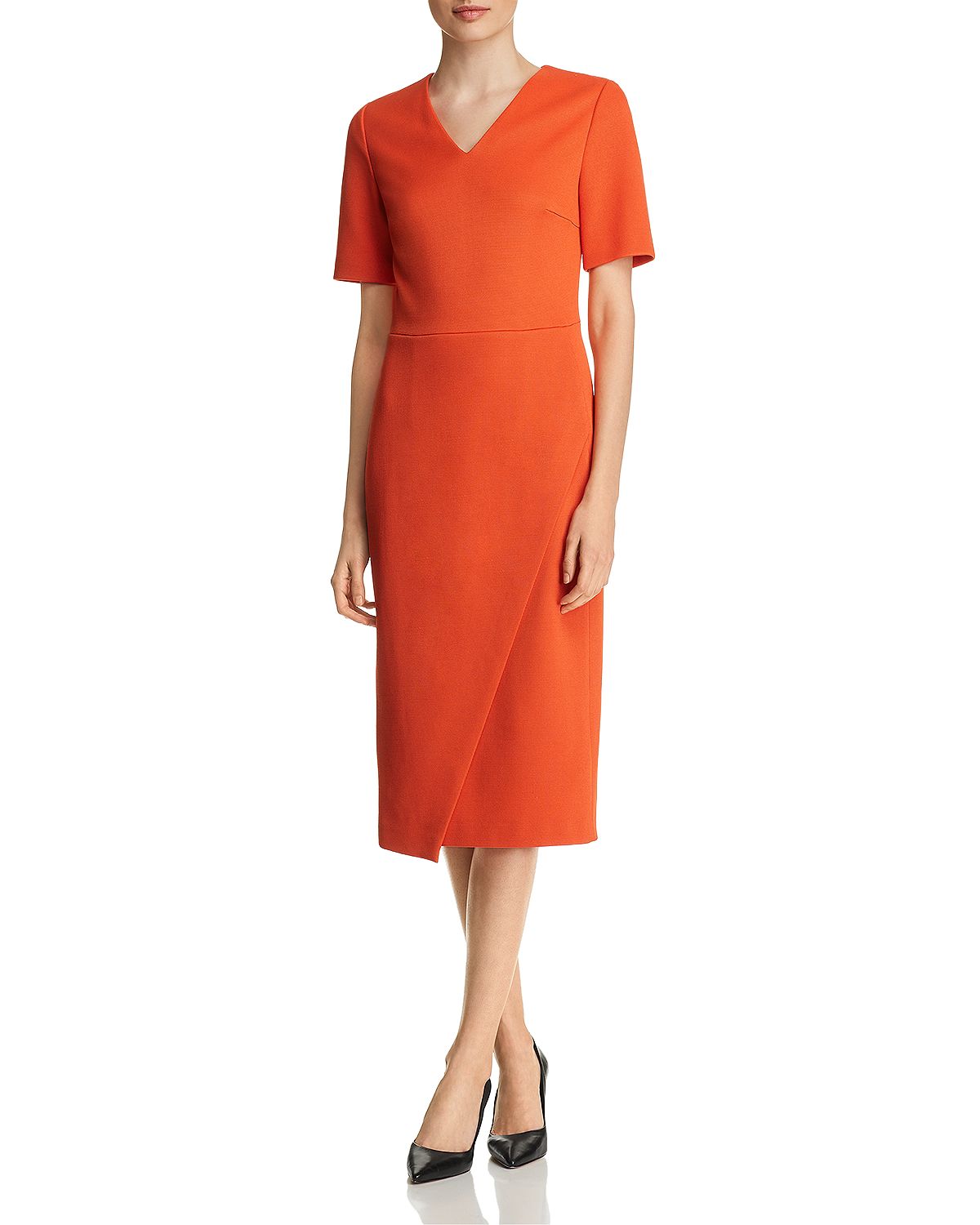BOSS - Daissa Textured V-Neck Sheath Dress