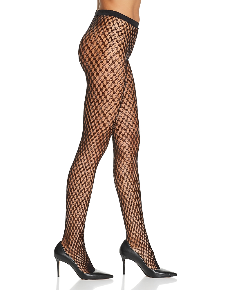 Natori Double Weave Fishnet Tights In Black