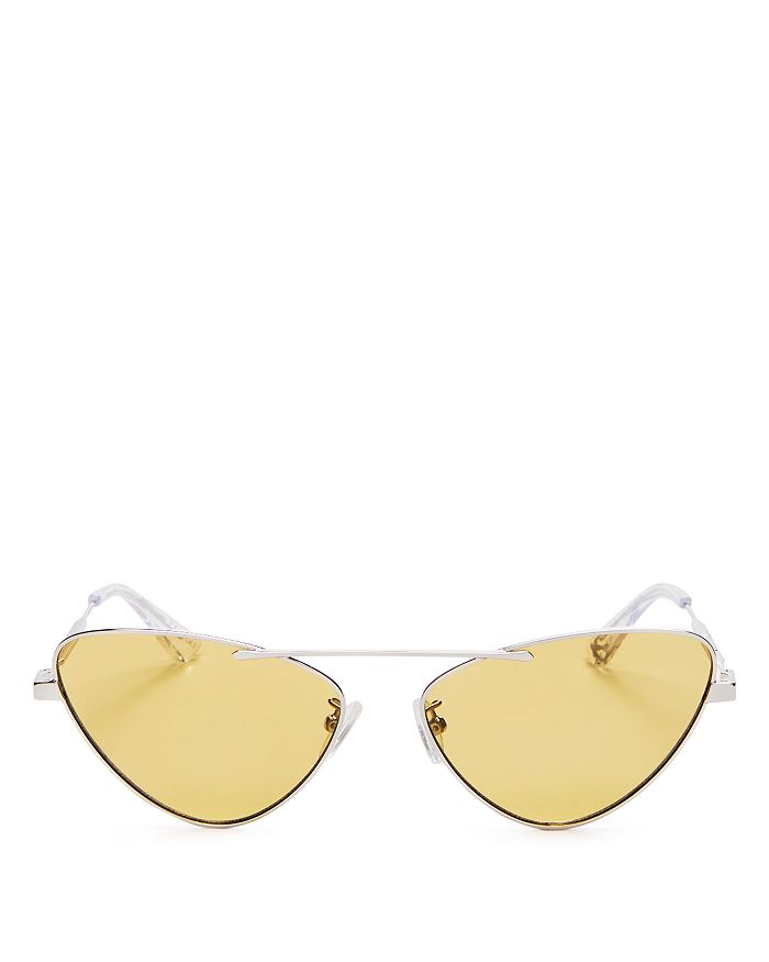 Mcq By Alexander Mcqueen Mcq Alexander Mcqueen Women's Cat Eye Sunglasses, 59mm In Shiny Silver/yellow