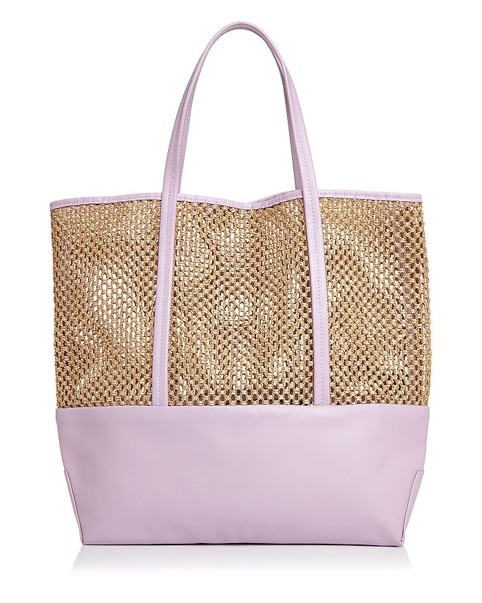 Alice.d Large Leather & Raffia Tote In Lilac
