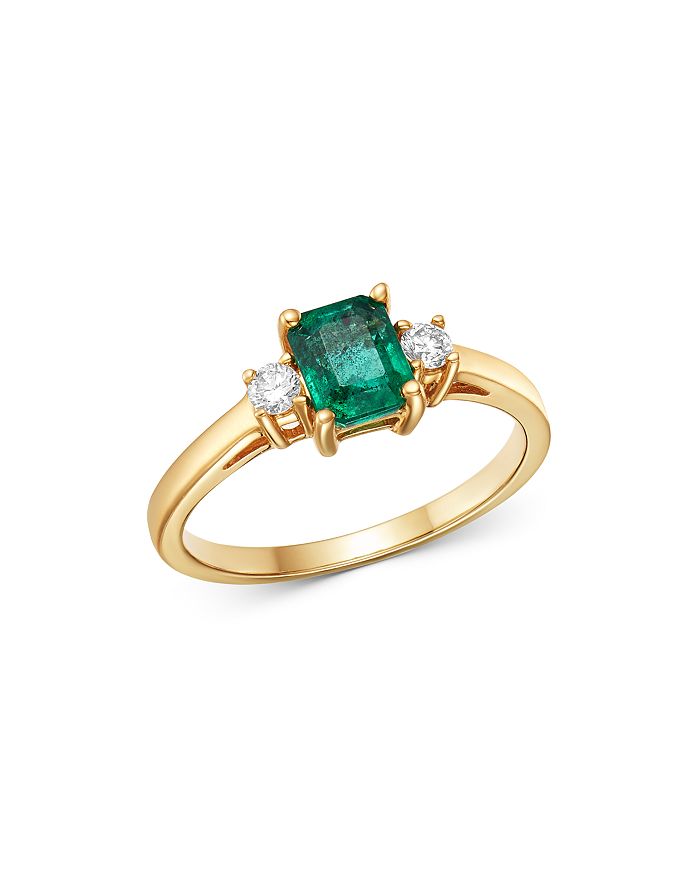 Bloomingdale's Emerald & Diamond Ring In 14k Yellow Gold - 100% Exclusive In Green/gold