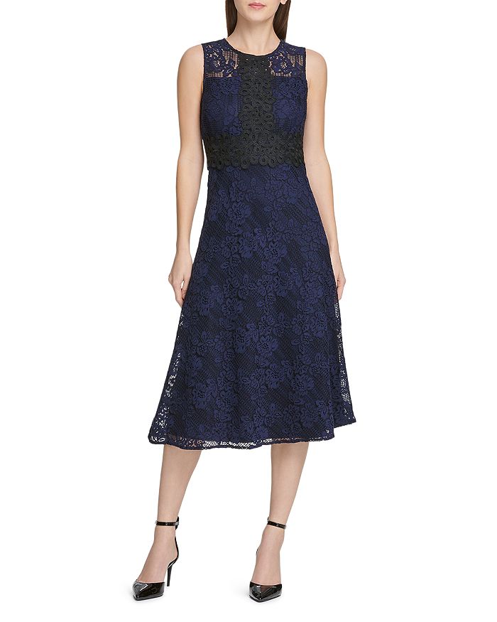 Donna Karan Floral Lace Midi Dress | Bloomingdale's