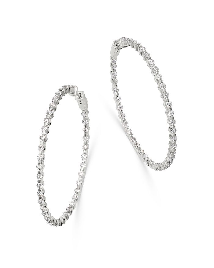 Bloomingdale's Diamond Inside-out Large Hoop Earrings In 14k White Gold, 4.0 Ct. T.w. - 100% Exclusive