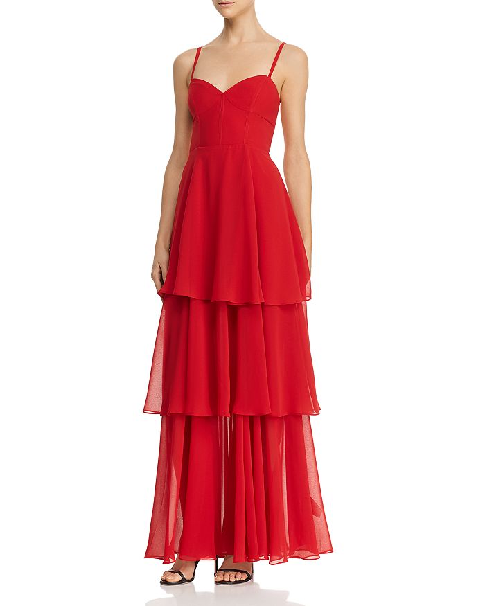 Fame And Partners Sheer Tiered Gown - 100% Exclusive In Cherry Red