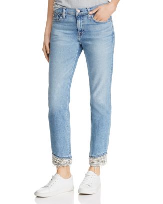 7 For All Mankind Roxanne Pearl-Hem Jeans in Luxe Vintage Flora ...