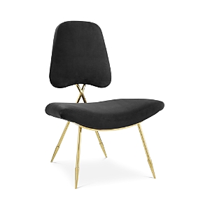 Modway Ponder Upholstered Velvet Lounge Chair In Black