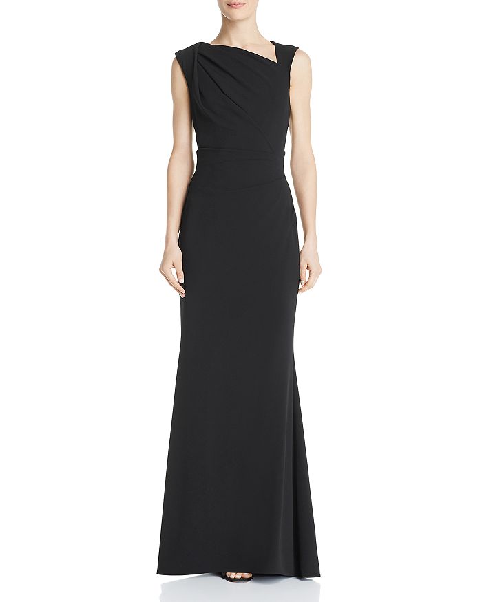 Avery G Scuba Crepe Gown In Black