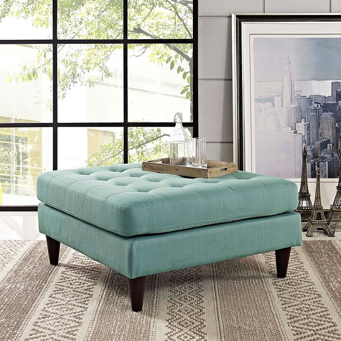Shop Modway Empress Upholstered Fabric Large Ottoman In Gray