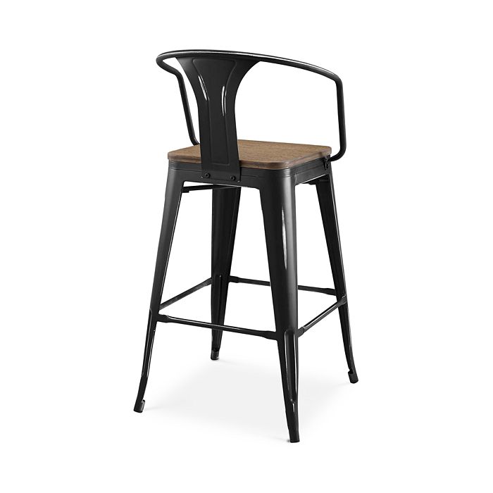 Shop Modway Promenade Wooden Seat Bar Stool With Arms In Black