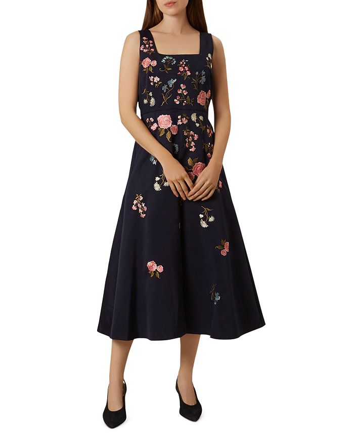 HOBBS LONDON VICTORIA POSEY EMBROIDERED DRESS 011951559014L00NAVY