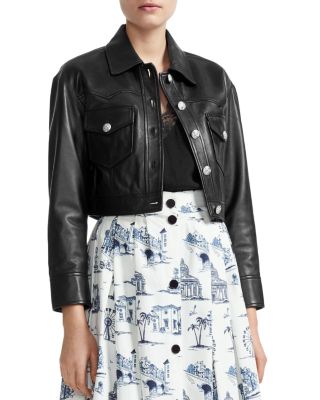 maje cropped leather jacket