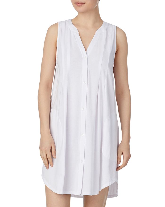 Donna Karan Pleated Chemise In White