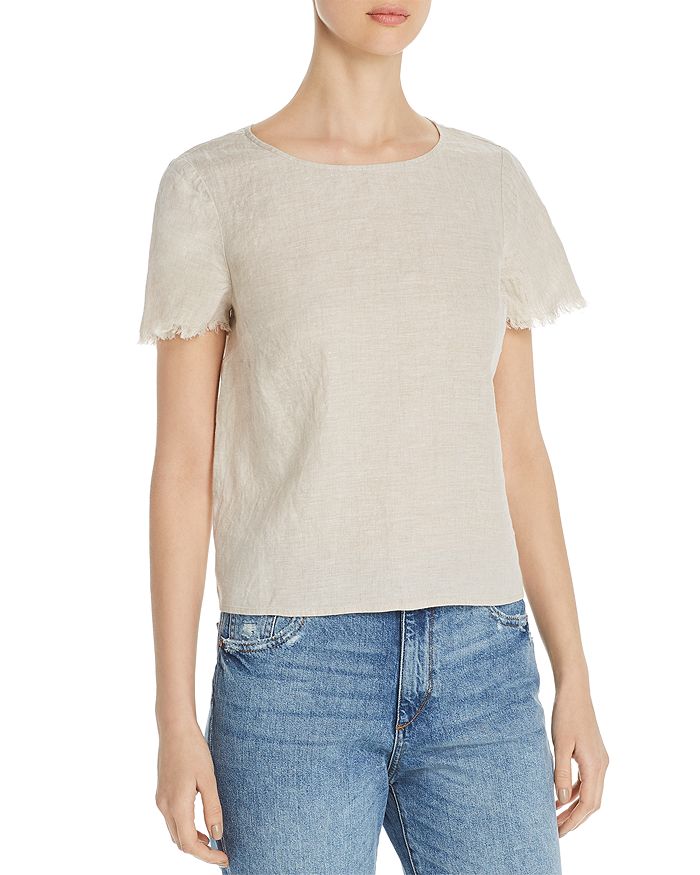 Vince Camuto Frayed-sleeve Linen Tee - 100% Exclusive In Natural