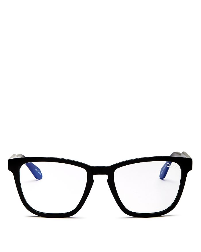 Quay Unisex Hardwire Square Screen Glasses, 55mm In Black/clear Blue Light
