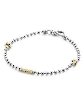 18K Yellow Gold & Sterling Silver Caviar Icon Beaded Bracelet