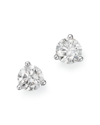 Bloomingdale's Fine Collection - Diamond Stud Earrings 3-Prong Martini Set Stud Earrings in 14K White Gold