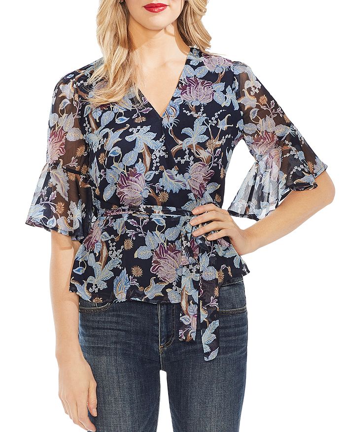 VINCE CAMUTO POETIC BLOOMS WRAP TOP,9139024