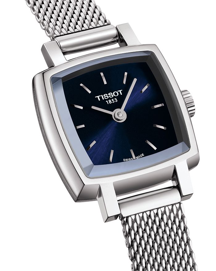 Shop Tissot Lovely Square Mesh Bracelet Watch, 20mm X 20mm In Blue/silver