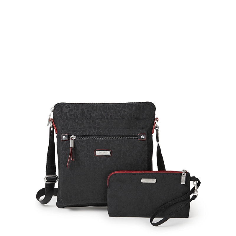 Baggallini New Classic Go Bag With Rfid Phone Wristlet In Black Cheetah