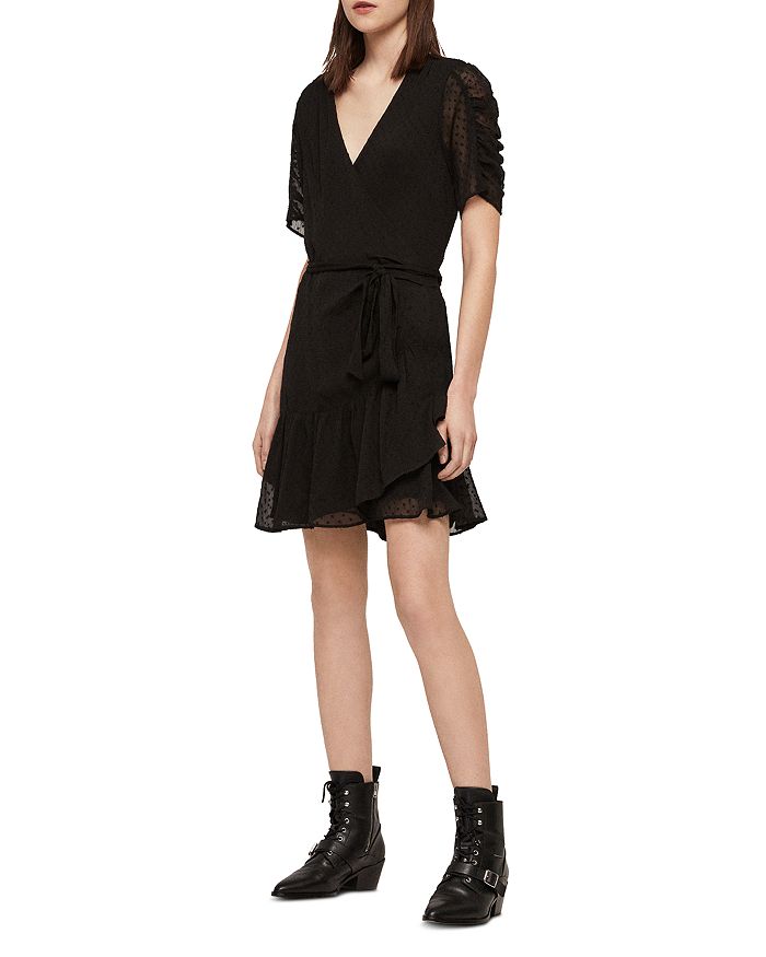 ALLSAINTS Sienna Clip Dot Wrap Dress Bloomingdale s