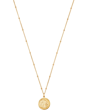 14K Yellow Gold Diamond Moon Medallion Necklace, 18