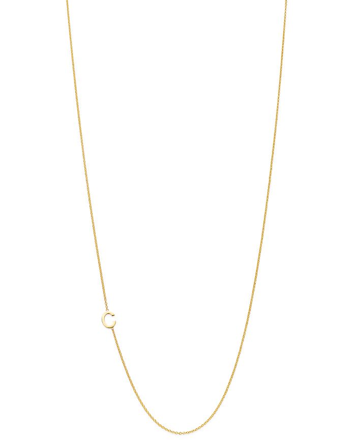 Zoe Lev 14k Yellow Gold Asymmetrical Initial Pendant Necklace, 18l In C/gold