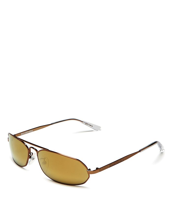Balenciaga Women's Mirrored Brow Bar Rectangular Sunglasses, 61mm In Gold/gold Mirror