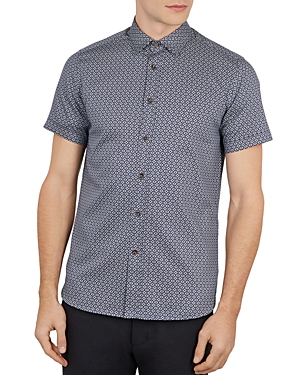 Ted Baker Gooslin Slim Fit Print Sport Shirt In Navy