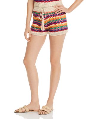 AQUA - Rainbow-Stripe Crochet Shorts - 100% Exclusive