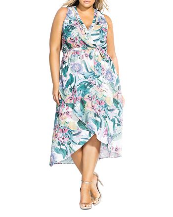 City Chic Plus Floral Print Faux-Wrap Dress | Bloomingdale's