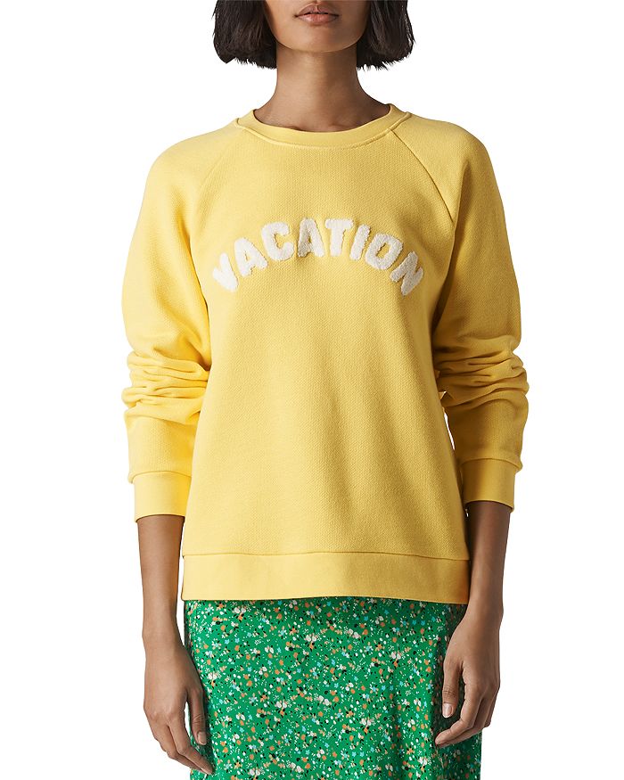 Whistles Parisien Embellished Sweatshirt In Lemon
