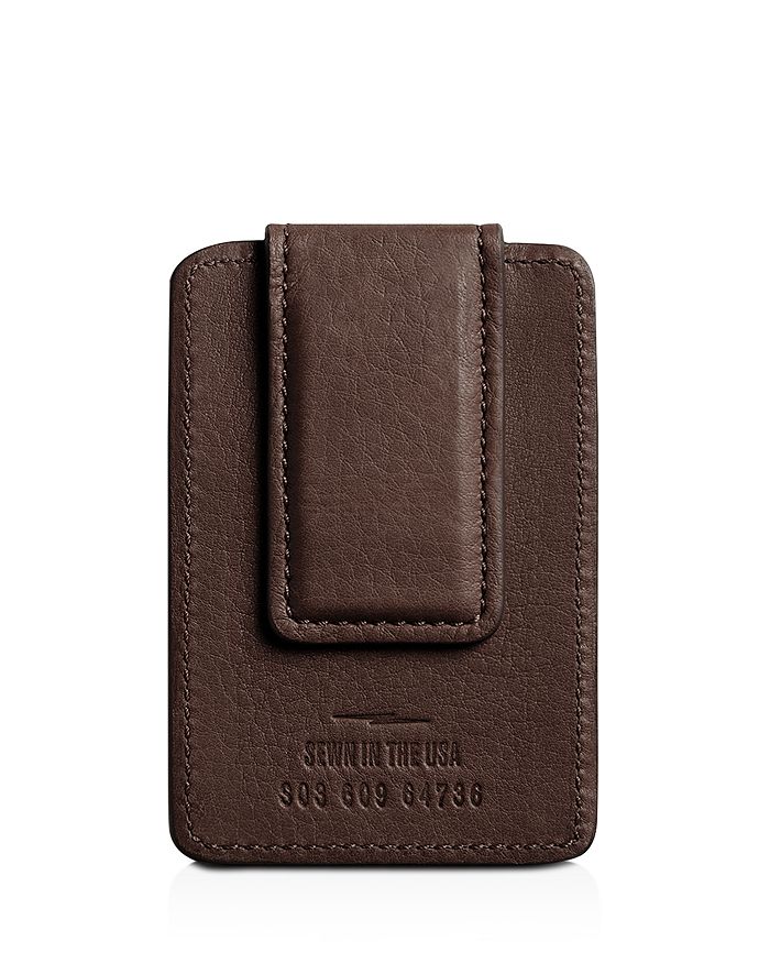 Shop Shinola Signature Leather Magnetic Money Clip Card Case In Black