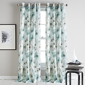 Shop Dkny Modern Bloom Semi-sheer Grommet Curtain Panel, 50 X 84 In Blue