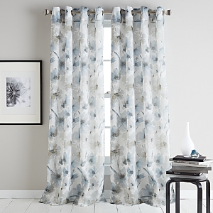 Dkny Modern Bloom Semi-sheer Grommet Curtain Panel, 50 X 63 In Linen
